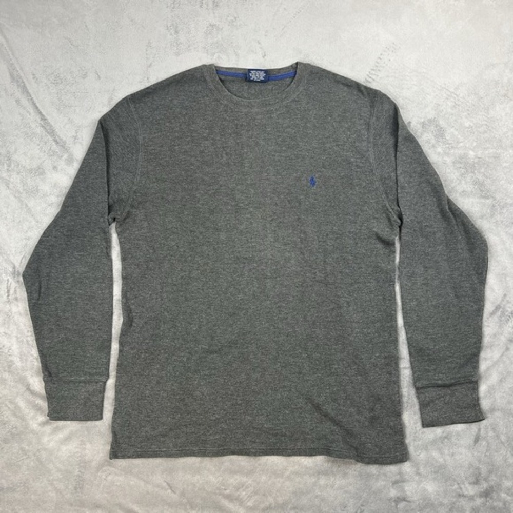 Polo‎ Ralph Lauren Mens Thermal Sleepwear Top Size L Gray Blue Logo.